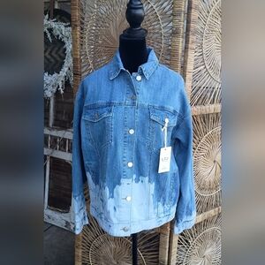 NWT Letter To Juliet Blue and White Denim Jacket